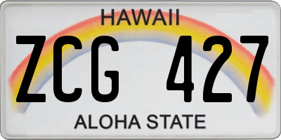 HI license plate ZCG427
