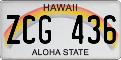 HI license plate ZCG436