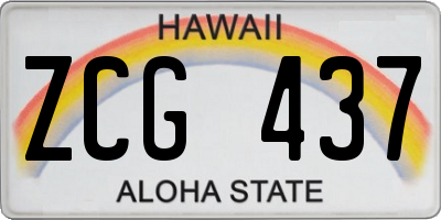HI license plate ZCG437