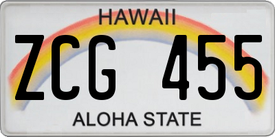 HI license plate ZCG455