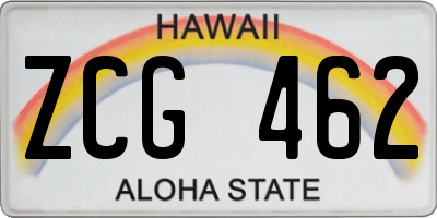 HI license plate ZCG462