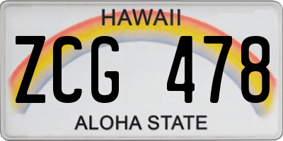 HI license plate ZCG478