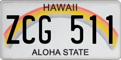 HI license plate ZCG511