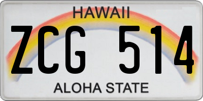 HI license plate ZCG514