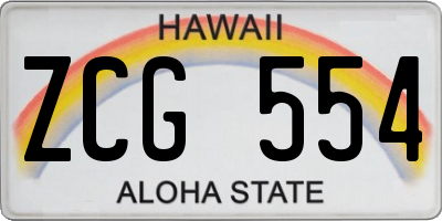 HI license plate ZCG554