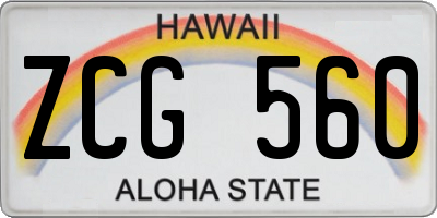 HI license plate ZCG560