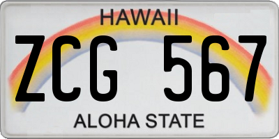 HI license plate ZCG567