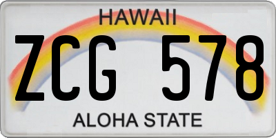 HI license plate ZCG578