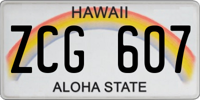 HI license plate ZCG607
