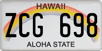 HI license plate ZCG698