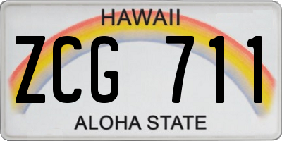 HI license plate ZCG711