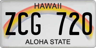HI license plate ZCG720