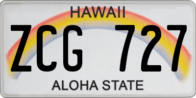 HI license plate ZCG727