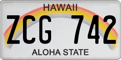 HI license plate ZCG742