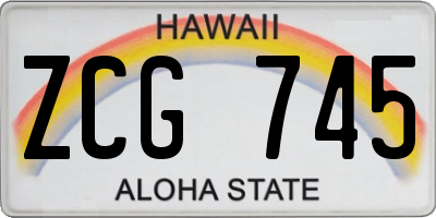 HI license plate ZCG745
