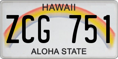 HI license plate ZCG751