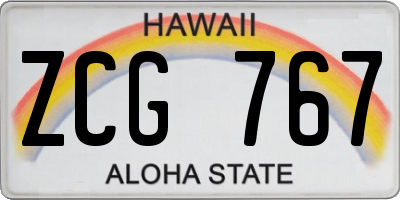 HI license plate ZCG767