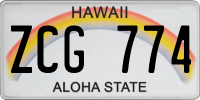 HI license plate ZCG774