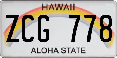 HI license plate ZCG778