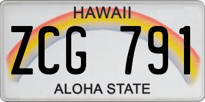 HI license plate ZCG791