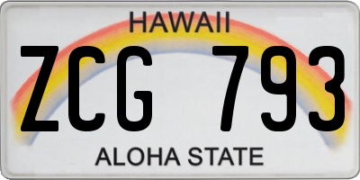 HI license plate ZCG793