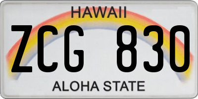 HI license plate ZCG830