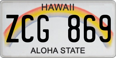 HI license plate ZCG869