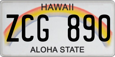 HI license plate ZCG890