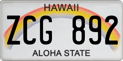 HI license plate ZCG892