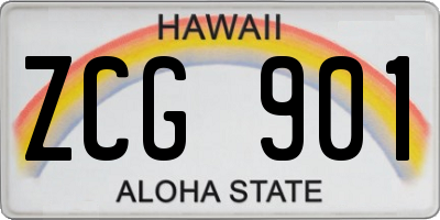 HI license plate ZCG901