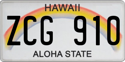 HI license plate ZCG910