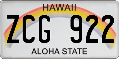 HI license plate ZCG922