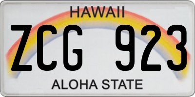 HI license plate ZCG923