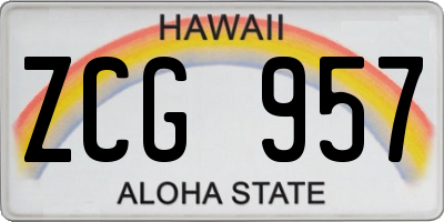 HI license plate ZCG957