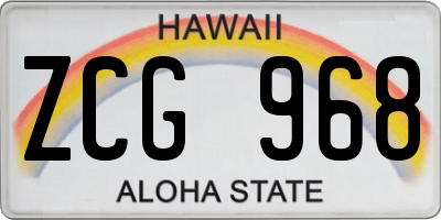 HI license plate ZCG968