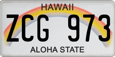 HI license plate ZCG973