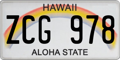 HI license plate ZCG978
