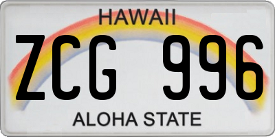HI license plate ZCG996