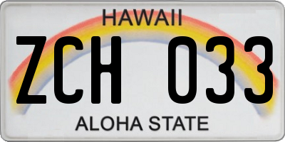 HI license plate ZCH033
