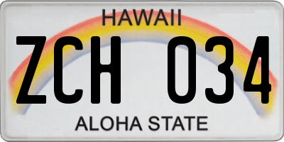 HI license plate ZCH034