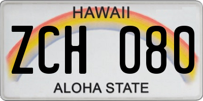 HI license plate ZCH080