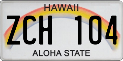 HI license plate ZCH104
