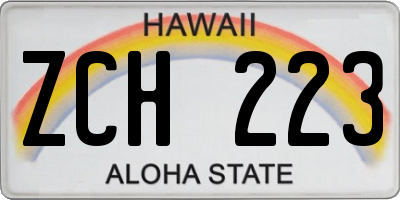 HI license plate ZCH223