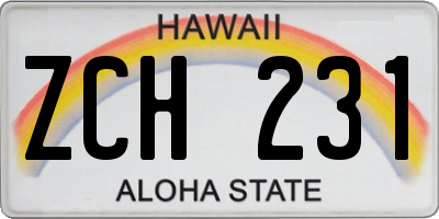 HI license plate ZCH231