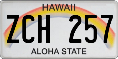 HI license plate ZCH257