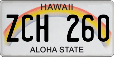 HI license plate ZCH260