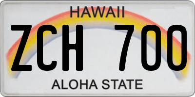 HI license plate ZCH700