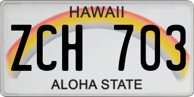 HI license plate ZCH703