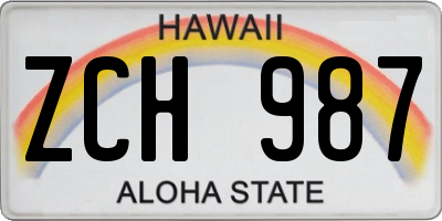 HI license plate ZCH987