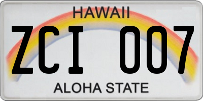 HI license plate ZCI007